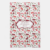 Linge De Cuisine Joli Motif rose et rouge cerise | Thé monogramme (Vertical)