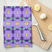 Linge De Cuisine Joli Motif Violet (Quart Plié)