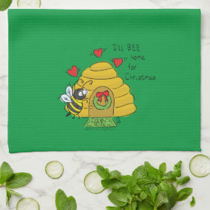 Linge De Cuisine Joli Noël abeille drôle dessin animé de vacances