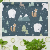 Linge De Cuisine Joli Noël Animaux d'hiver Motif rustique (Plié)