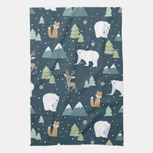 Linge De Cuisine Joli Noël Animaux d'hiver Motif rustique