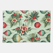 Linge De Cuisine Joli Noël Rétro, Noël Floral (Horizontal)