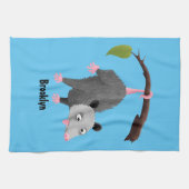 Linge De Cuisine Joli opossum accroché à la branche dessin animé (Horizontal)