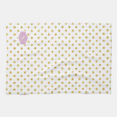 Linge De Cuisine Joli or et monogramme blanc de motifs de pois (Horizontal)