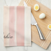 Linge De Cuisine Joli Peach rose Crème raypes (Quart Plié)