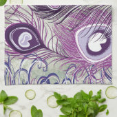 Linge De Cuisine Joli Peacock Violet Plumes Design élégant (Plié)