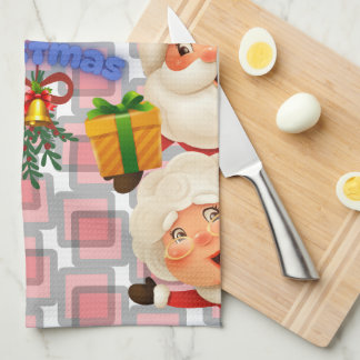 Linge De Cuisine Joli Père Noël & Mme Claus Joyeux Noël 