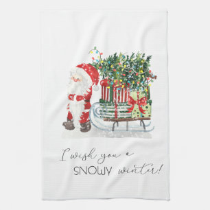 Linge De Cuisine Joli Père Noël, Traîneau, Cadeaux