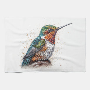Linge De Cuisine Joli petit colibri coloré dans la couleur de l'eau