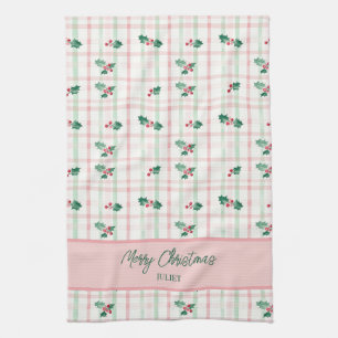 Linge De Cuisine Joli Pink Green Retro Noël