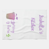 Linge De Cuisine Joli Pretty Purple & Green SPRING EST ICI (Horizontal)