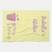 Linge De Cuisine Joli Purple & Green SPRING EST ICI Kitchen Tow (Horizontal)