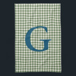 Linge De Cuisine Joli Retro Vert En vichy Plaid Motif Monogramme<br><div class="desc">Cute Retro Vert En vichy Plaid Motif Monogram Serviette de cuisine</div>
