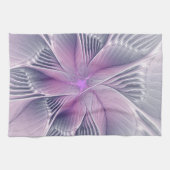 Linge De Cuisine Joli rose Fleur Moderne Abstrait Fractal Art (Horizontal)