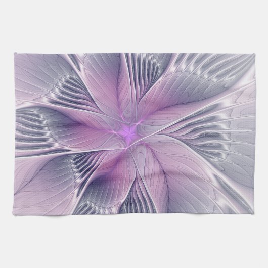 Linge De Cuisine Joli rose Fleur Moderne Abstrait Fractal Art (Horizontal)