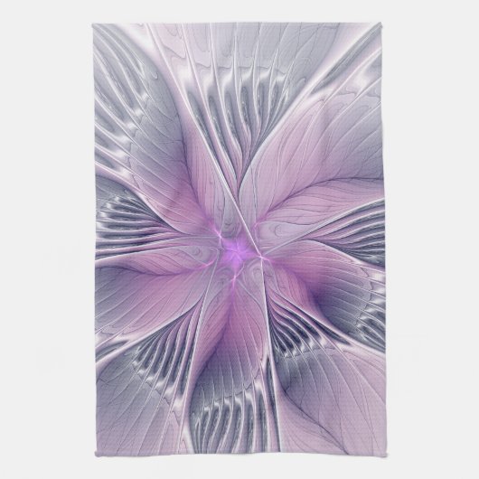 Linge De Cuisine Joli rose Fleur Moderne Abstrait Fractal Art (Vertical)