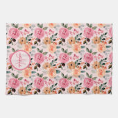 Linge De Cuisine Joli Rose, Orange Tan Floral Monogramme (Horizontal)