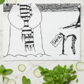 Linge De Cuisine Joli snowman design noir et blanc Noël (Plié)