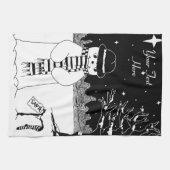 Linge De Cuisine Joli snowman design noir et blanc Noël (Horizontal)