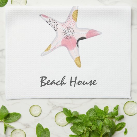 Linge De Cuisine Joli Starfish Beach House Abstrait (Plié)