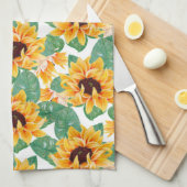 Linge De Cuisine Joli tournesol Jaune et Motif vert (Quart Plié)