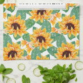 Linge De Cuisine Joli tournesol Jaune et Motif vert (Plié)