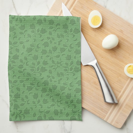 Linge De Cuisine Joli vert floral (Quart Plié)