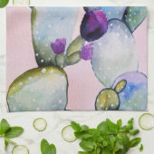 Linge De Cuisine Jolie aquarelle Cactus & Blossoms (Plié)