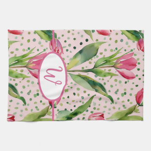Linge De Cuisine Jolie aquarelle rose tulip floral