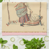 Linge De Cuisine Jolie Dame Vintage (Plié)