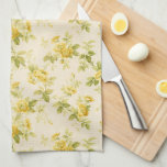 Linge De Cuisine Jolie ferme jaune d'or Floral<br><div class="desc">Jolie ferme style rustique motif floral transparent avec fleurs jaunes dorées et bourgeons sur écru subtil et arrière - plan blanc.</div>