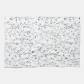 Linge De Cuisine Jolie Fête de Mariage Blanche et Bleue Florale (Horizontal)