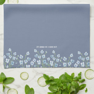 Linge De Cuisine Jolie fleur bleue aquarelle