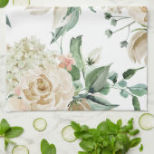 Linge De Cuisine Jolie fleur botanique crème (Plié)