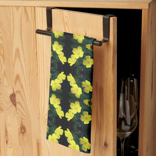 Linge De Cuisine Jolie Fleurs de Primrose Jaune Motif Abstrait (Pliage en tiers)
