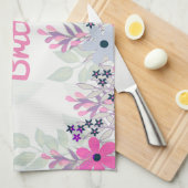 Linge De Cuisine Jolie florale violette et bleue (Quart Plié)