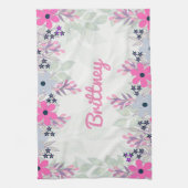 Linge De Cuisine Jolie florale violette et bleue (Vertical)