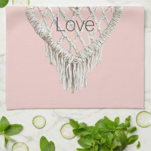 Linge De Cuisine Jolie Frange de coeur blanc rose