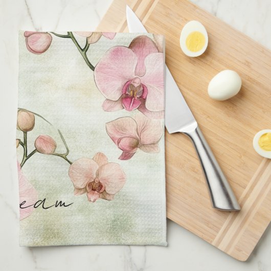 Linge De Cuisine Jolie Orchidée rose (Quart Plié)