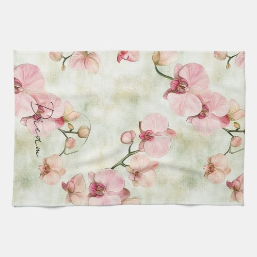 Linge De Cuisine Jolie Orchidée rose (Horizontal)