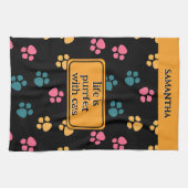 Linge De Cuisine Jolie patte de chat noir (Horizontal)