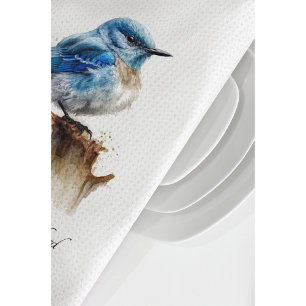 Linge De Cuisine Jolie petite merlette des montagnes aquarelle, per