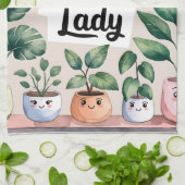 Linge De Cuisine Jolie plante d'intérieur animée à l'aquarelle (Plié)