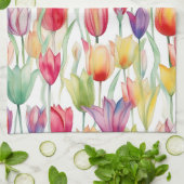 LINGE DE CUISINE JOLIE ROSE D'EAU ET TULIPS FLEURIS ORANGE (Plié)