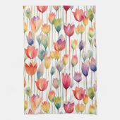 LINGE DE CUISINE JOLIE ROSE D'EAU ET TULIPS FLEURIS ORANGE (Vertical)