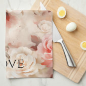 Linge De Cuisine Jolie rose florale crème rose blush (Quart Plié)