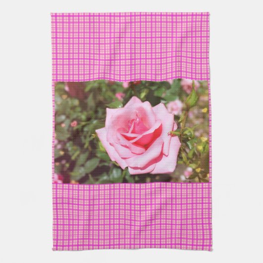 Linge De Cuisine jolie rose rose fleur avec coeurs doux (Vertical)