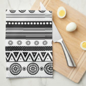 Linge De Cuisine Jolie texture aztèque décorative noire (Quart Plié)