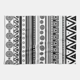 Linge De Cuisine Jolie texture aztèque décorative noire