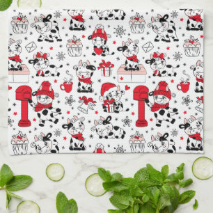 Linge De Cuisine Jolie vache de Noël